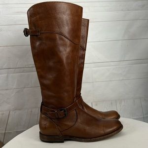 Frye Size 8 1/2B Phillip Brown Leather Riding Boots